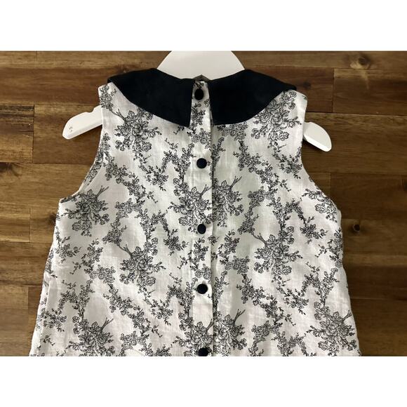 Carbon Solider White Black Toile Linen Sleeveless Dress Preppy Classic 5 - Picture 8 of 8